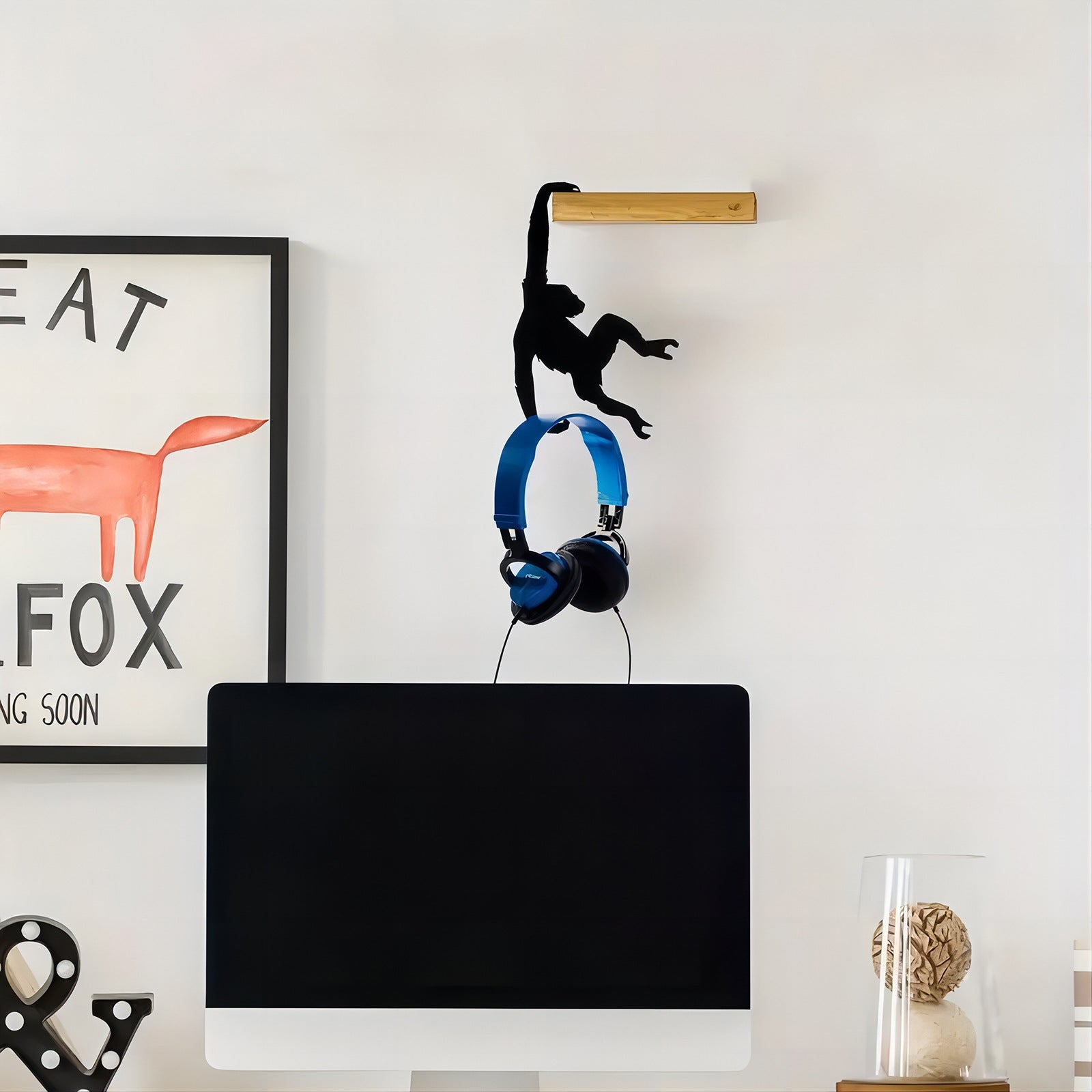 Wooden Monkey Hook Chimp Wall Decoration