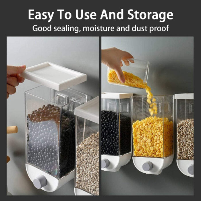 1500ml Transparent Body Wall Mounted Grain Storage Box